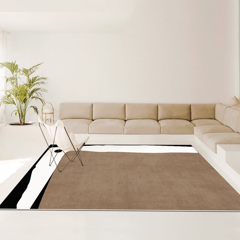 Dark Brown Modern Rug Polyester Irregular Color Piece Rug Washable Rug Sitting Room