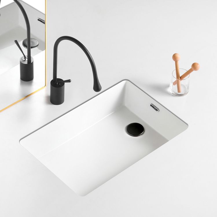 Traditional Undermount Vanity Sink Rectangular Porcelain with Overflow Vessel