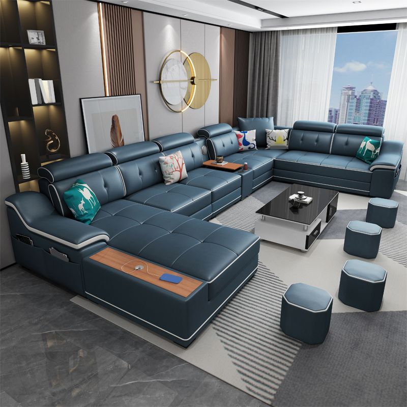 Faux Leather Sofa U-Shaped Modular Stain-Resistant Furniture Sectionals