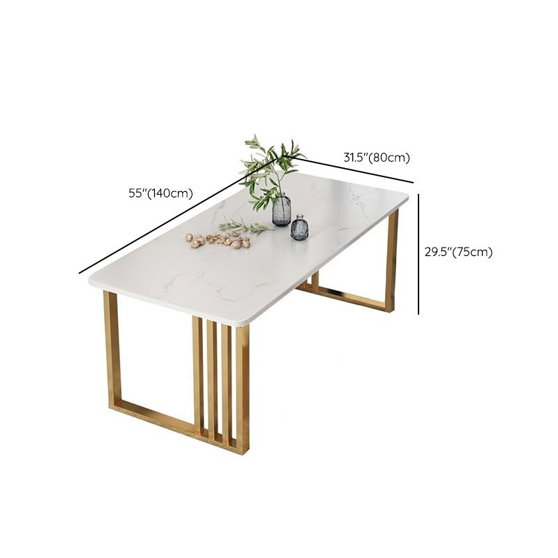 Glam Double Pedestal Dining Table Stone Table for Dining Room Kitchen