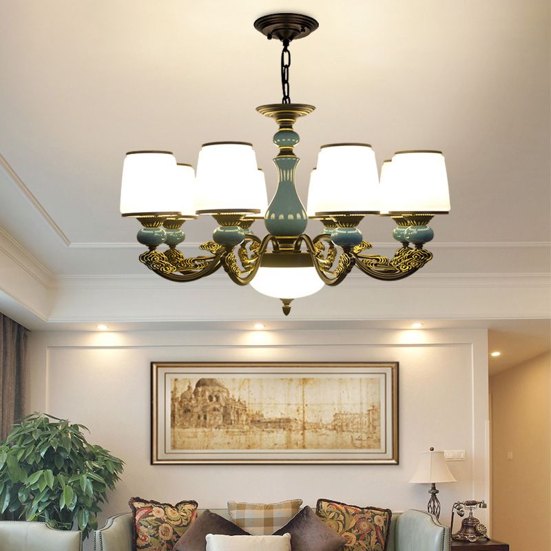 Cylinder Shape Pendant Lights Modern Style Glass Chandelier Light Fixtures