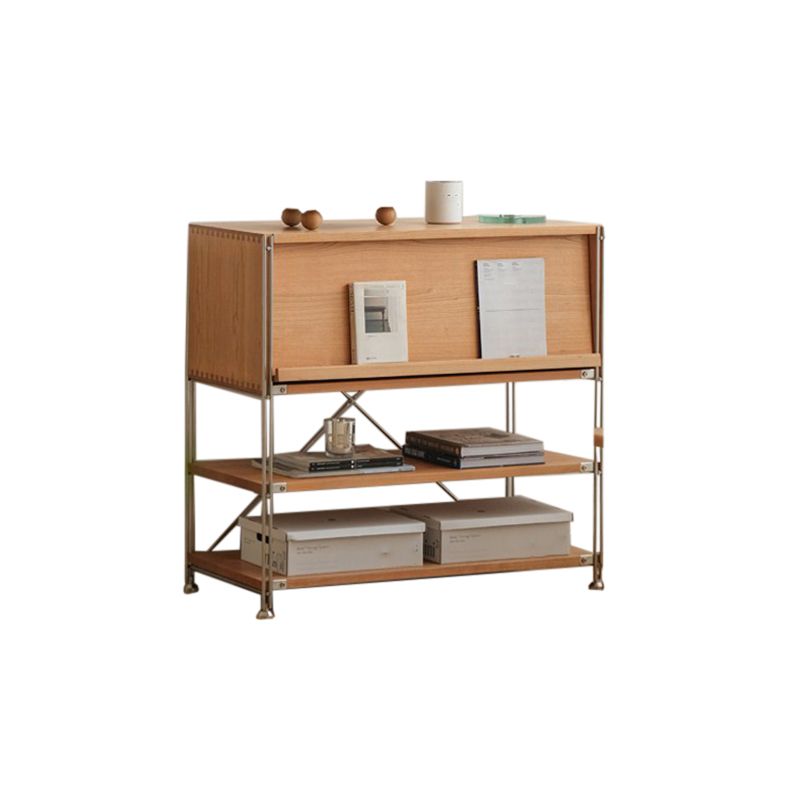 Open Back Horizontal Bookshelf Contemporary Solid Wood Bookshelf for Office