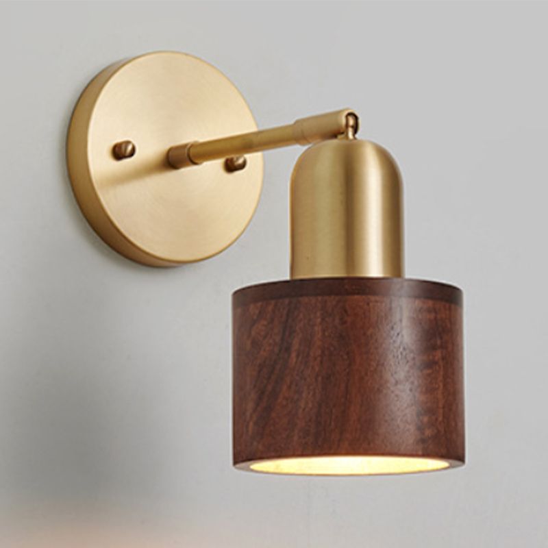 Half Cylinder Shape Wood Wall Light Fixture Modern Style Wall Lamp for Dining Room