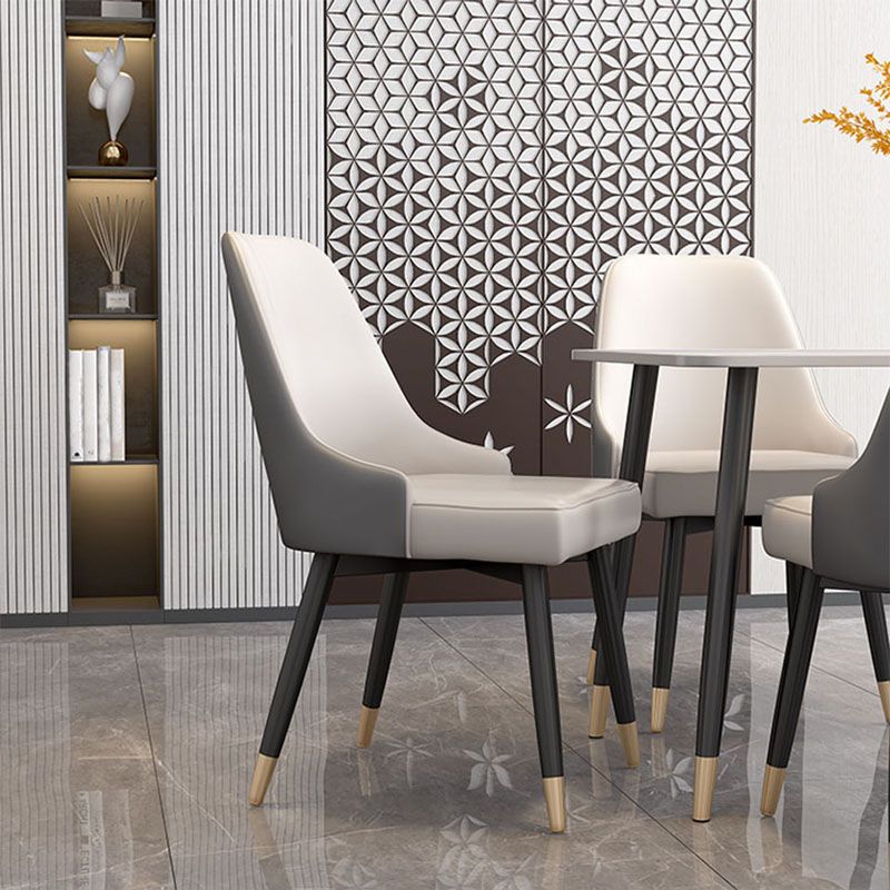 Sillas de comedor sin brazos tapizadas de diseño escandinavo con respaldo sólido que cena la silla lateral