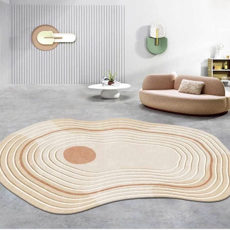 Leisure Novelty Shape Rug Simplicity Contrast Panel Rug Polyester Carpet with Non-Slip Backing