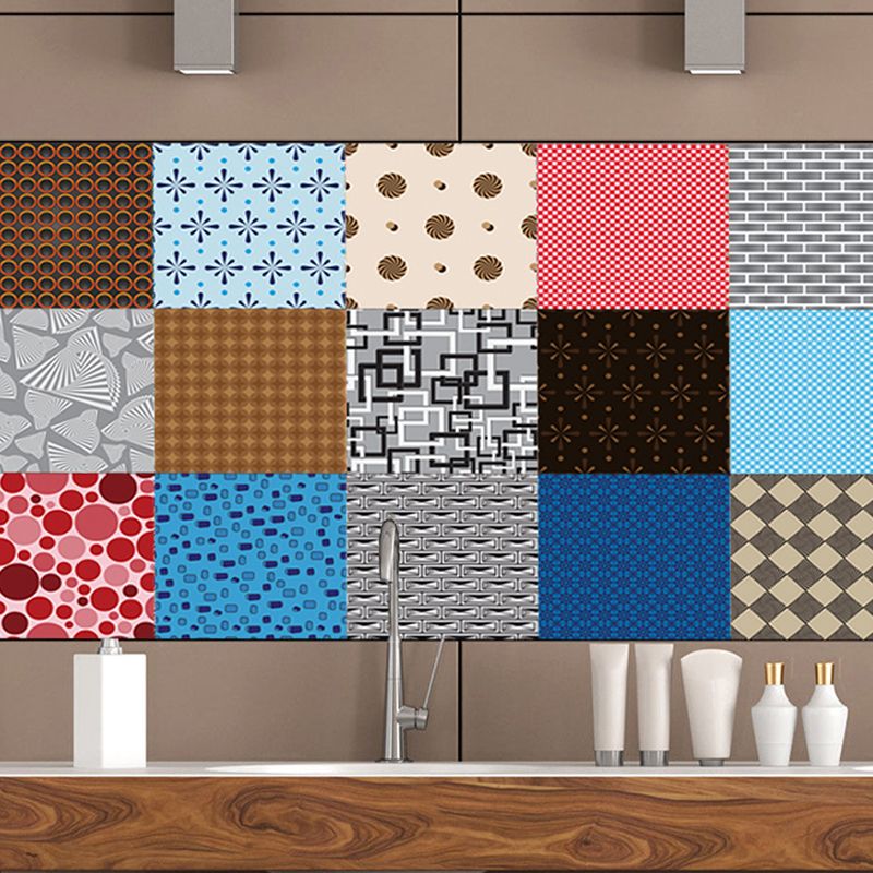 Assorted Abstract Pattern Wallpaper Panel Red-Yellow-Blue Modern Wall Decor for Bath, Easy to Remove