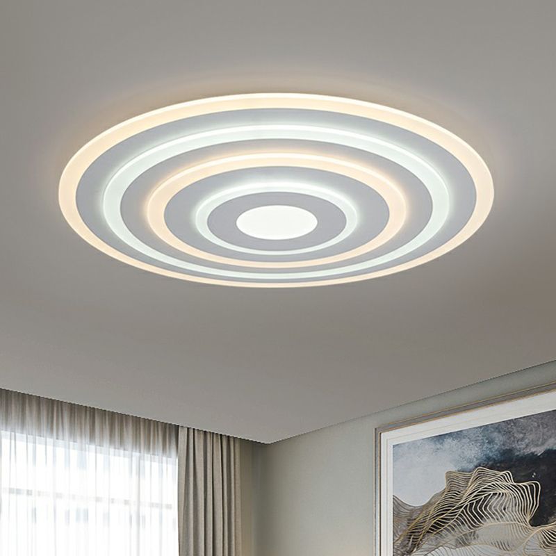 Weiße Konzentrische Runde Flushmount Einfache Stil Acryl LED Flush Ceiling Licht für Schlafzimmer