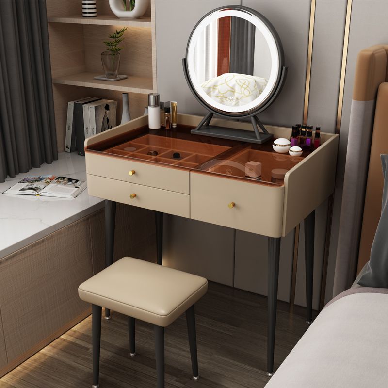 Modern Solid Wood Vanity Dressing Table 3 Drawer Makeup Vanity Set
