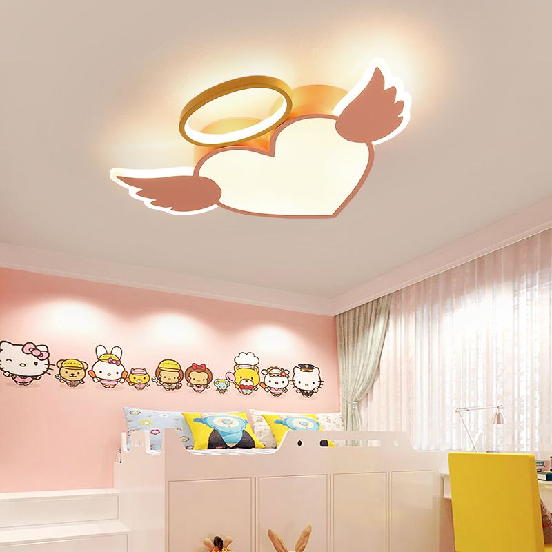 Kids Heart Flush Mount Metal Nordic Ceiling Light Fixture for Children's Room