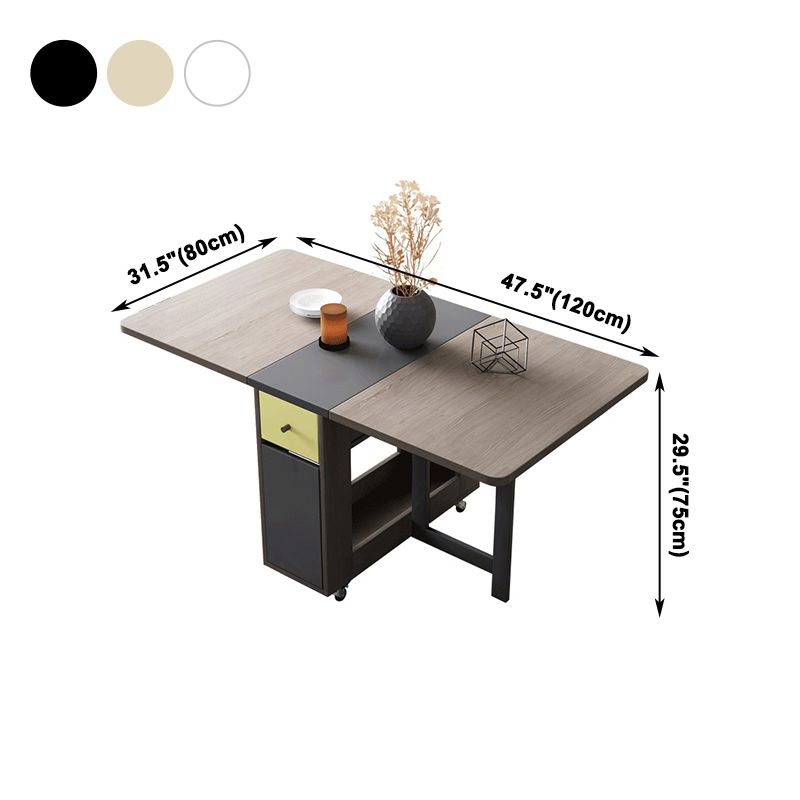 Foldable Rectangle Wooden Table Medieval Modern Table with Storage Trestle Base