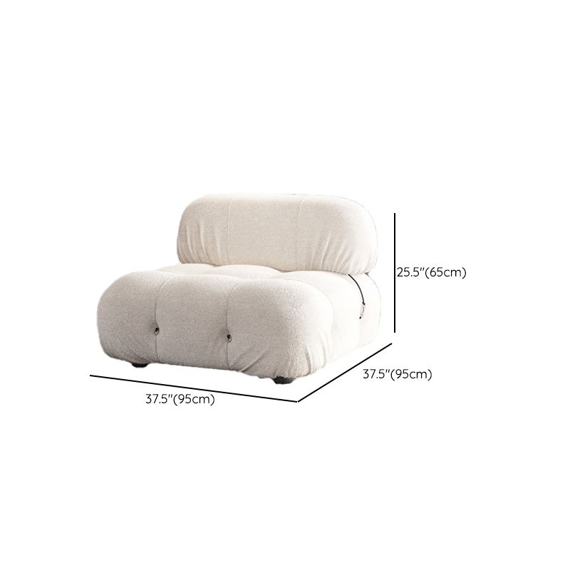 Contemporary Stationary Velvet Sofa Sewn Pillow Back White Settee