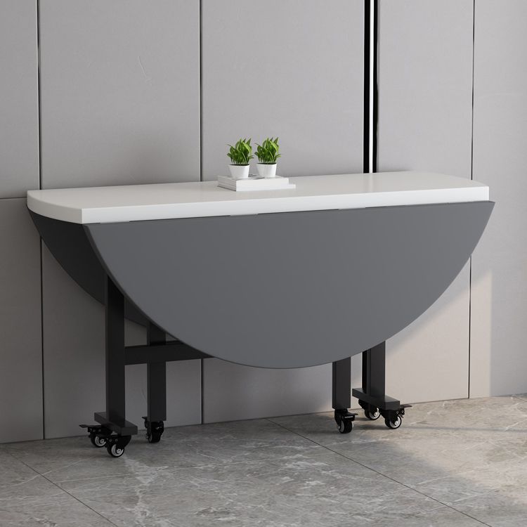 Contemporary Round Wooden Dining Table with Double Drop Leaf