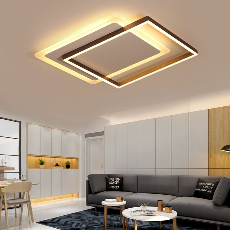 16.5"/20.5"/24.5" Wide Rectangular Flush Lamp Modern Acrylic LED Coffee Flush Mount Lighting Fixture in Warm/White Light