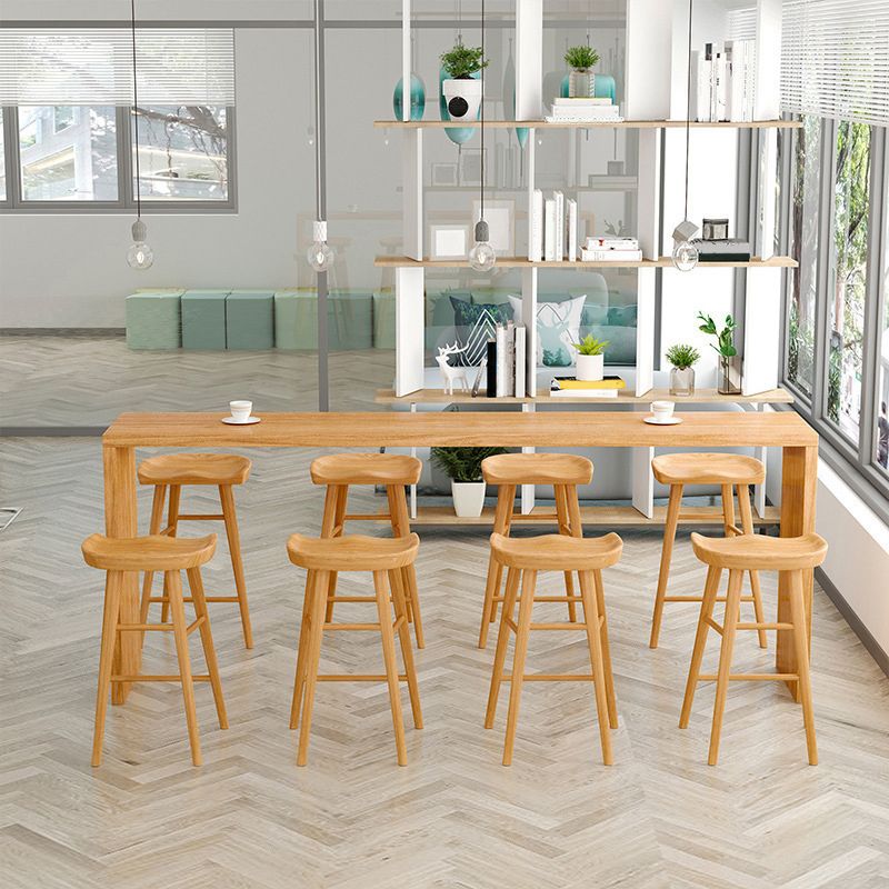 Luxurious Rectangle Pub Table Set 1/5/9 Pieces Wooden Counter Table with Backless Stools