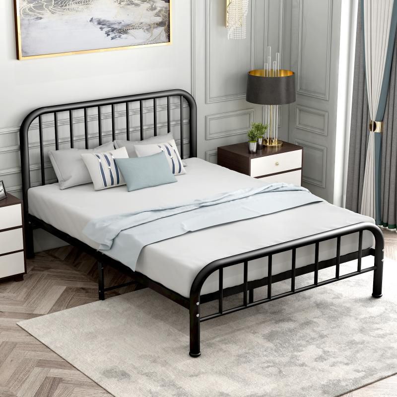 Modern Style Metal in Black/white Slatted Bed with Headboard