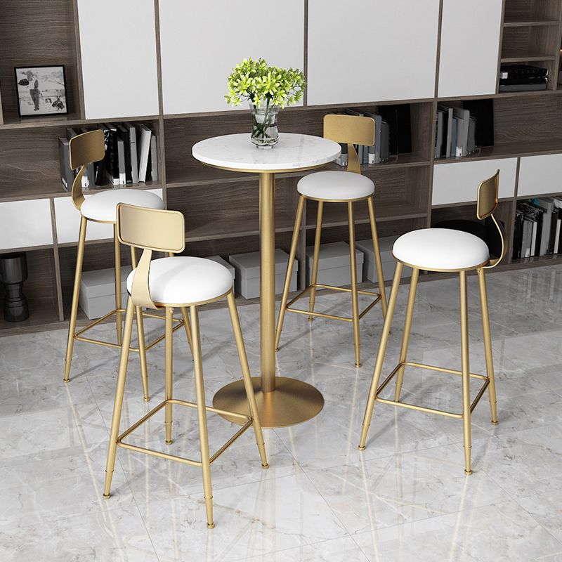 Glam Pedestal Pub Table Artificial Marble Bar Height Cocktail Table