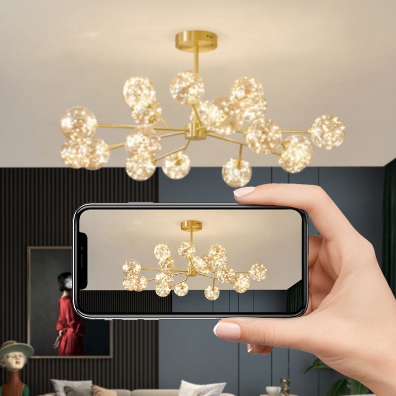 Glass Pendant Light Global Contemporary Gold Hanging Light for Living Room