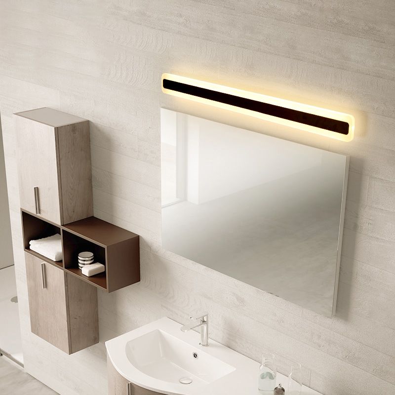 Linear Shade Metal Wall Sconce Modern Single Light Mirror Wall Mount Lighting