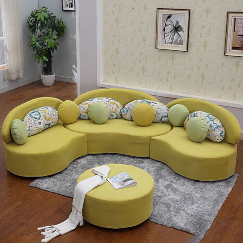 Living Room Contemporary Curved Armless Stationary Cushions Sofa