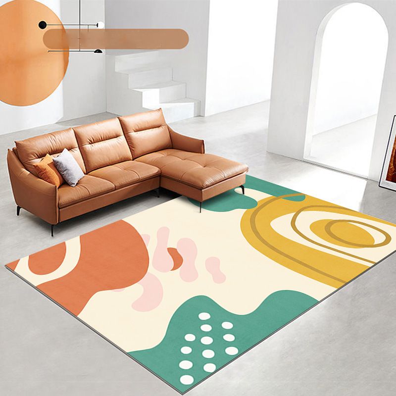 Modern Color Lump Rug Polyester Orange Rug Washable Rug for Living Room