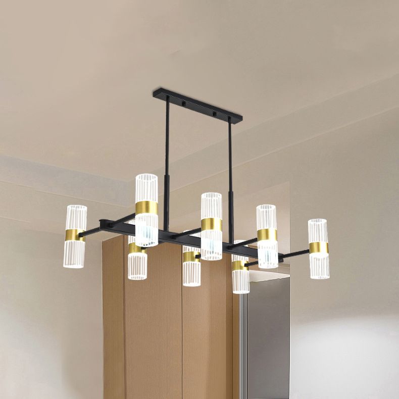 Metal Cylinder Island Pendant Modern Multiple-Light Island Lighting in Kitchen