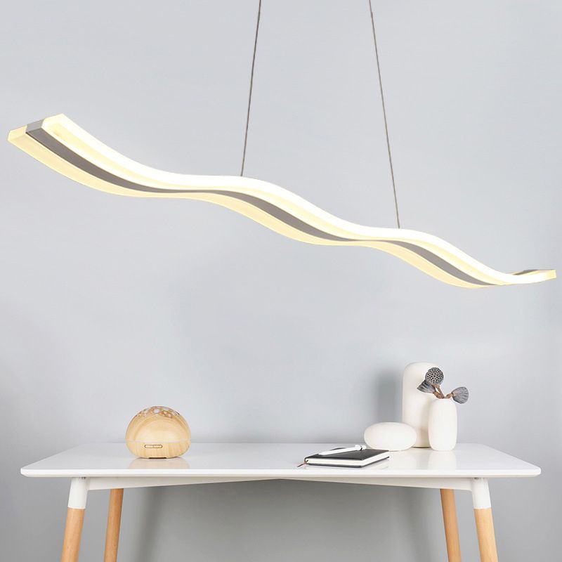 Liquid Flow Island Light Fixture Simplicity Acrylic White LED Pendant Lighting for Dinner