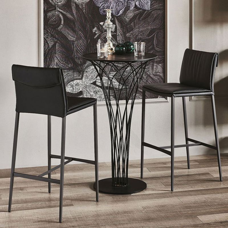 Modern Style Low Back Barstool Pu Leather Counter Bar Stool with Metal Legs