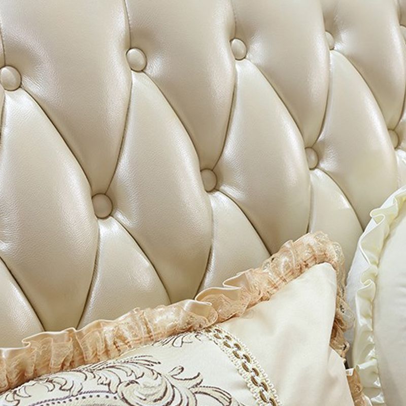 Rustic Tufted Nailhead Sectional Flared Arm Genuine Leather Sectional