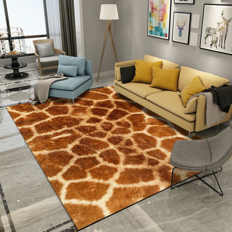 Moderner Wohnzimmer Teppich Multi -Farbe Tier Pelz Druck Teppich Polyster Easy Care Machine Waschbare Teppich