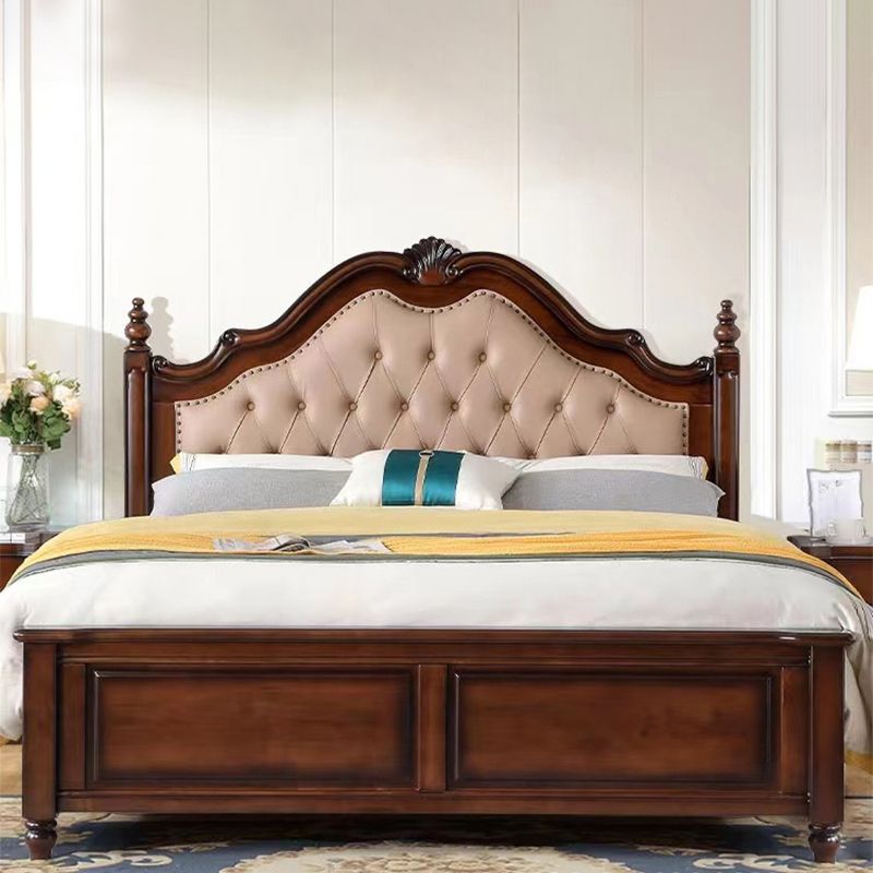Panel Solid Color Bed Frame Solid Wood Bed Frame with Headboard
