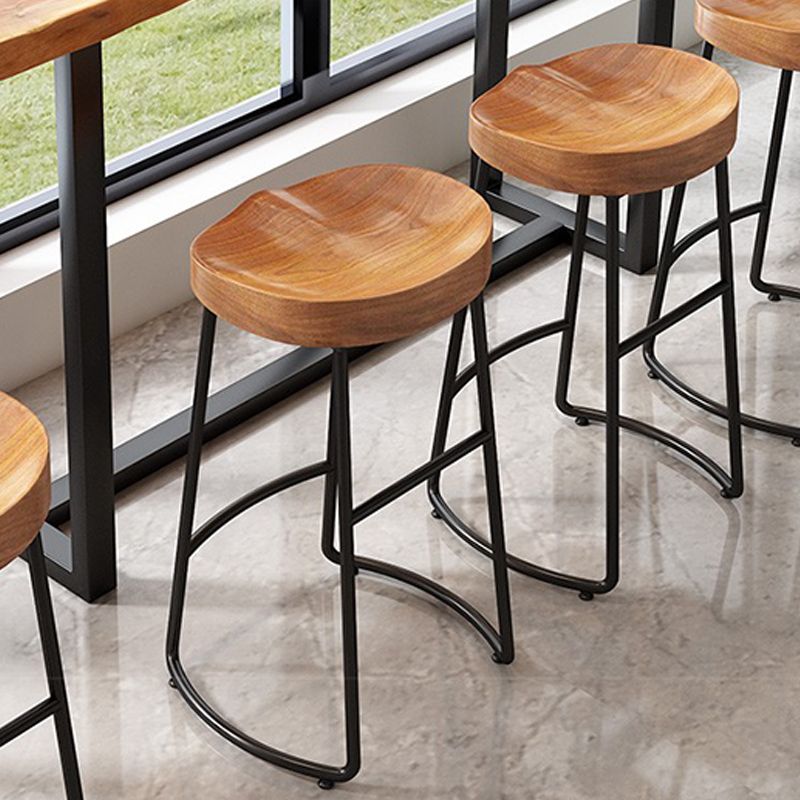 Modern Armless Backless Counter Stool Iron Dining Room Bar Stool with Pedal