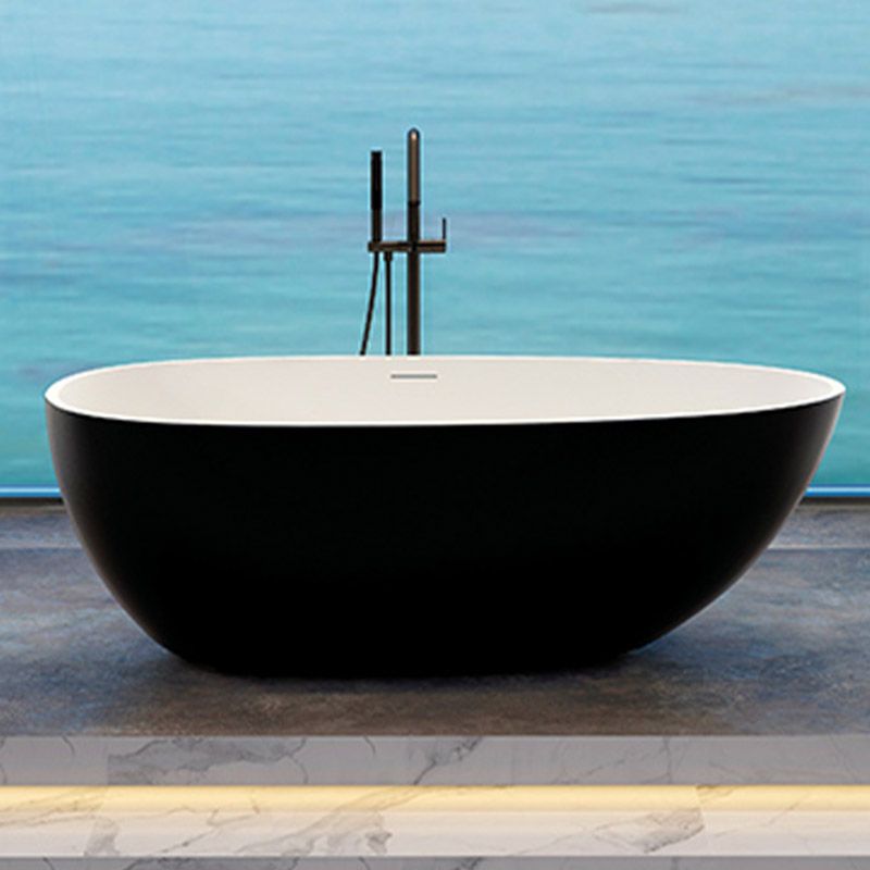 Modern Stone Bathtub Freestand Soaking Bathtub with Drain Bath Tub