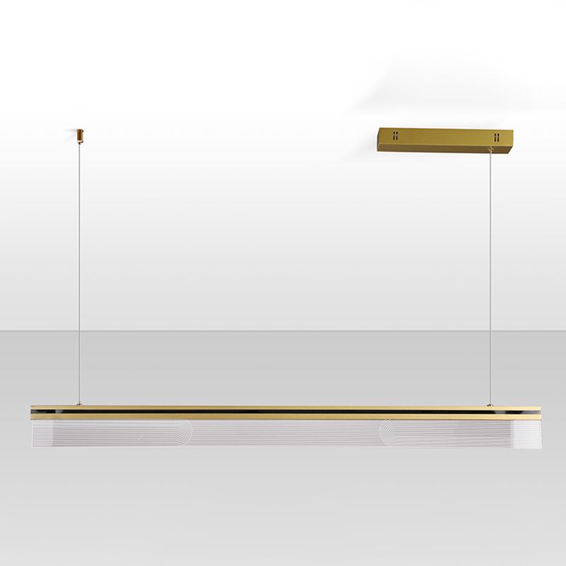 Moderner Stil Linearer Form Island Light Metal 1 Licht anheizt Pendellicht in Gold