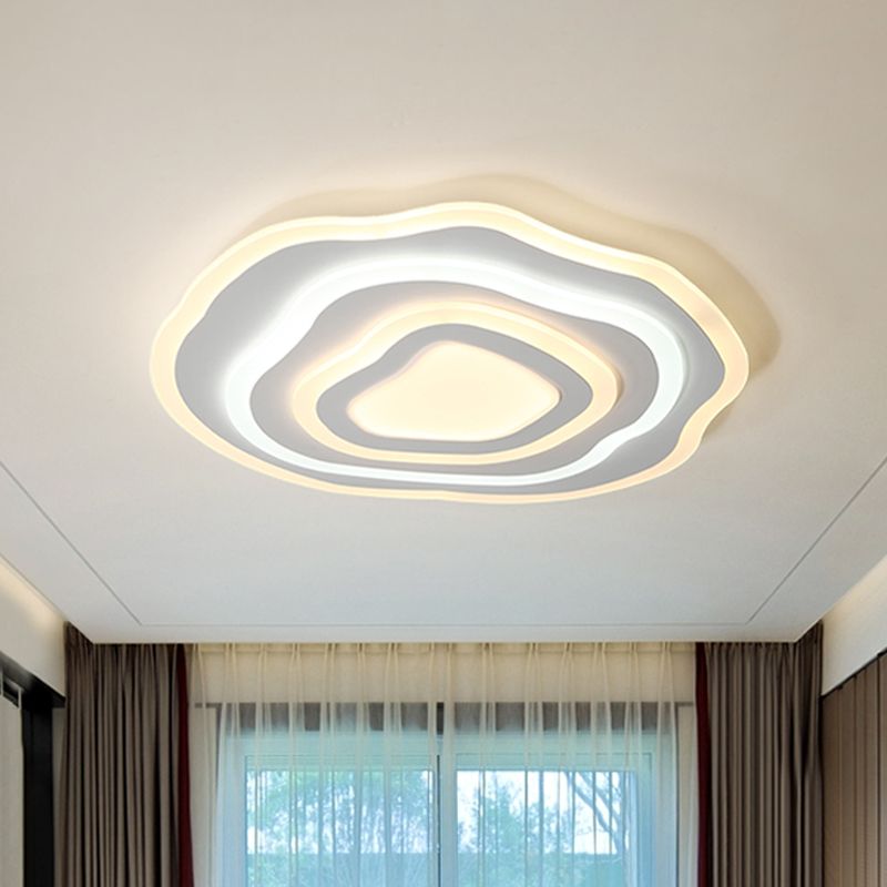 19.5"/23.5" Wide Modern LED Ceiling Lamp Acrylic White Rippling Flush Mount Light in Warm/White Light for Lounge