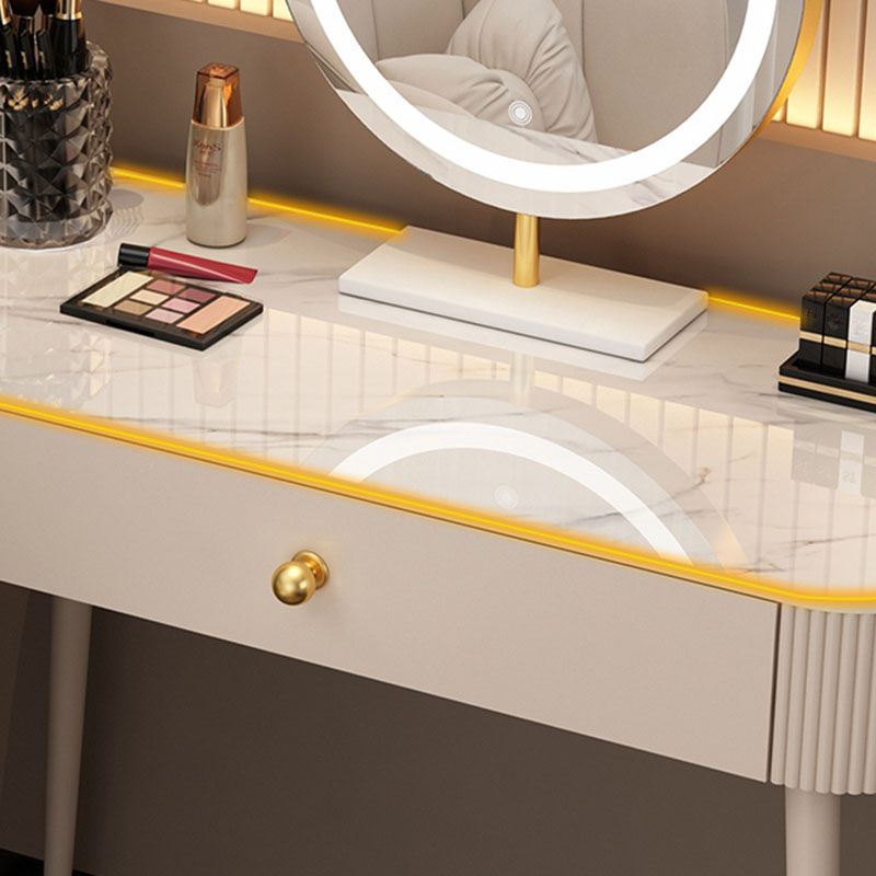 Modern Lighted Mirror Dressing Table Bedroom Makeup Table with Drawer