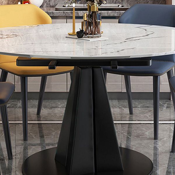 Simplicity Round Dining Table Marble Table with Black Pedestal Base