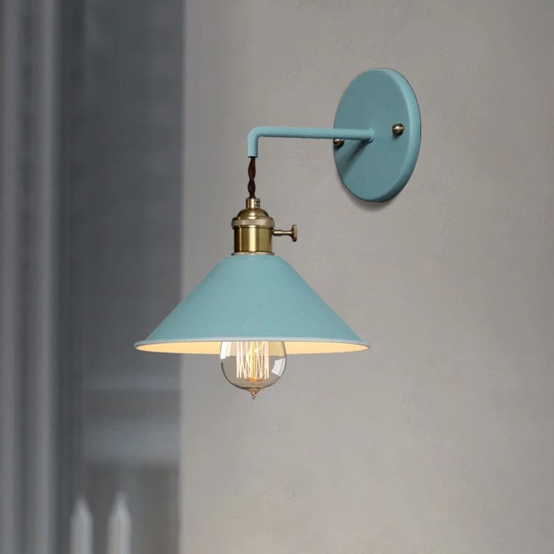 Colorful Metal Wall Mount Lamp Macaroon Style Single Light Sconce for Bedroom