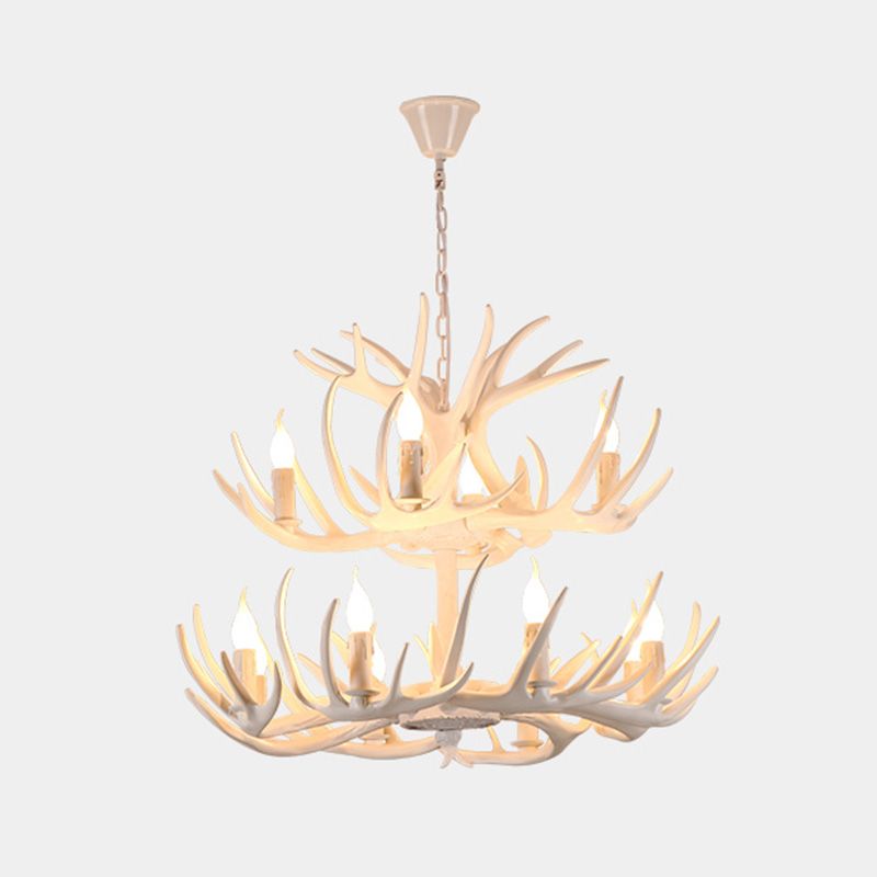 Resin Chandelier Lighting Fixture Deer Antler Traditional Chandelier Lighting for Restaurant