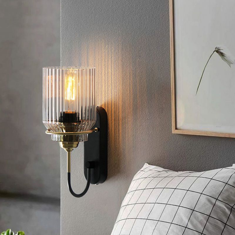 Modern 1-Light Wall Lamp Glass Wall Sconce Lighting for Bedroom