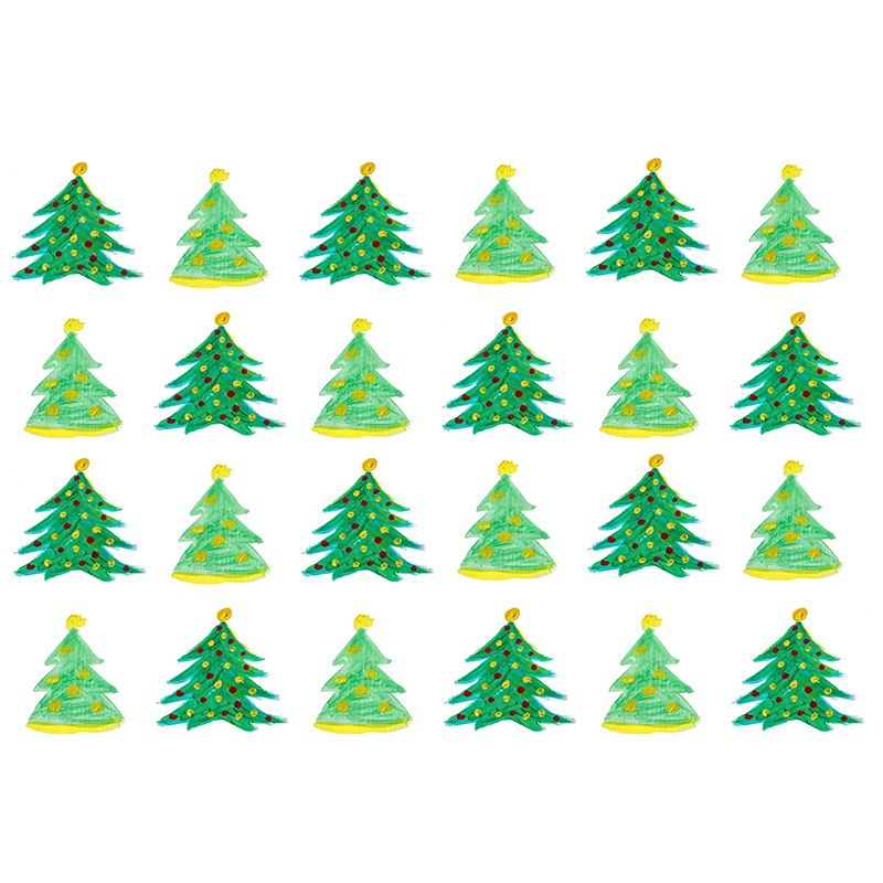 Beautiful Christmas Tree Mural Contemporary Illustration for Bedroom Decoration