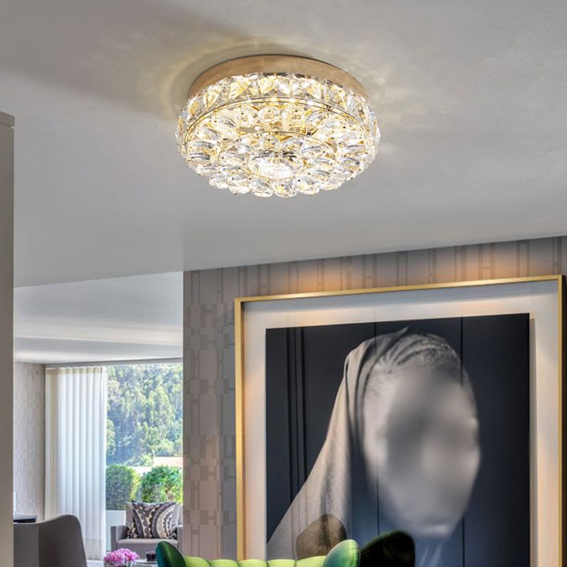 Modern Simple Style Ceiling Lamp Geometric Crystal Flush Mount with Hole 3-4.5'' Dia