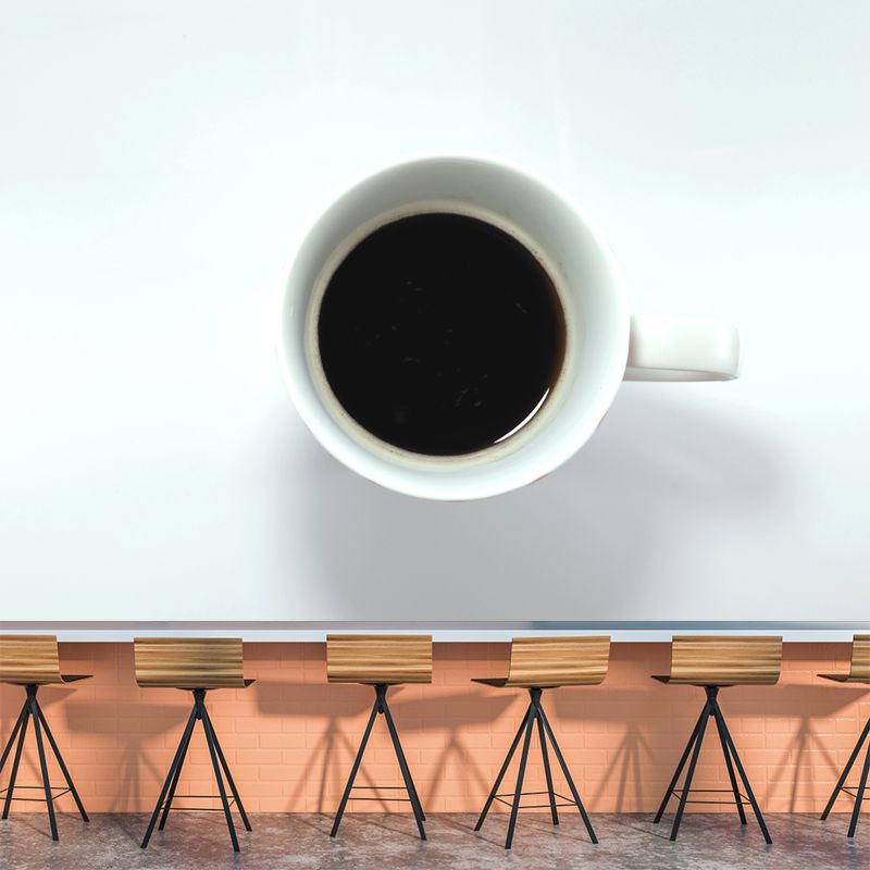 Coffee Drink Modernist Wall Covering for Coffee Shop, Moisture Resistant