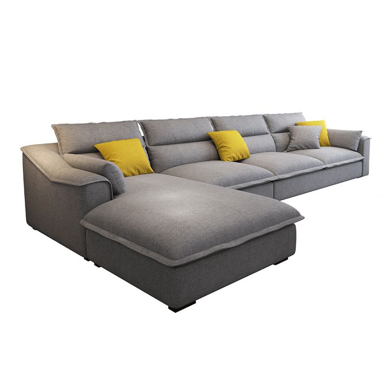 129.92" L Sectional with 4 Pillows Back and Sloped Arms for Living Room