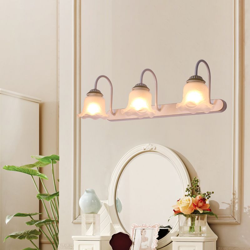 Gooseneck Vanity Mirror Lights American Pastoral Style Glass 3 Bulb Vanity Light