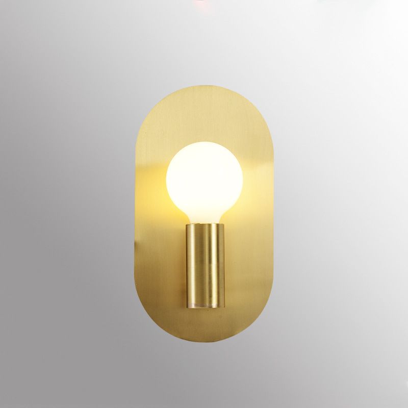 Oval Shaped Metallic Wall Light Fixture Postmodern Style 1-Light Brass Wall Mounted Lamp