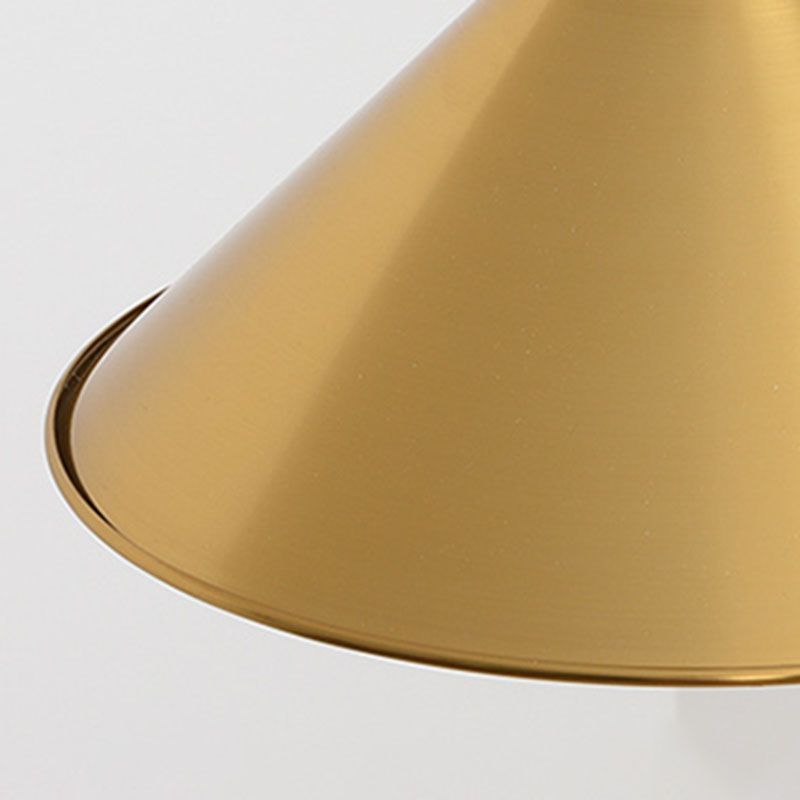 Contemporary Pendant Lights, Brass Metal 1-Light Pendant Light Fixture with Wood Top