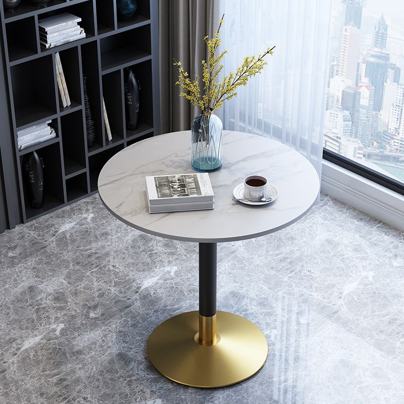 Glam Style Stone Top Dinette Table Metal Base Dining Table for Coffee Shop