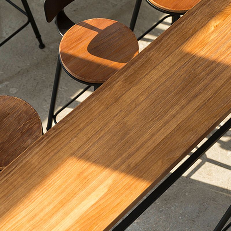 Modern Style Brown Bar Table Solid Wood and Iron Milk Tea Shop Bar Table