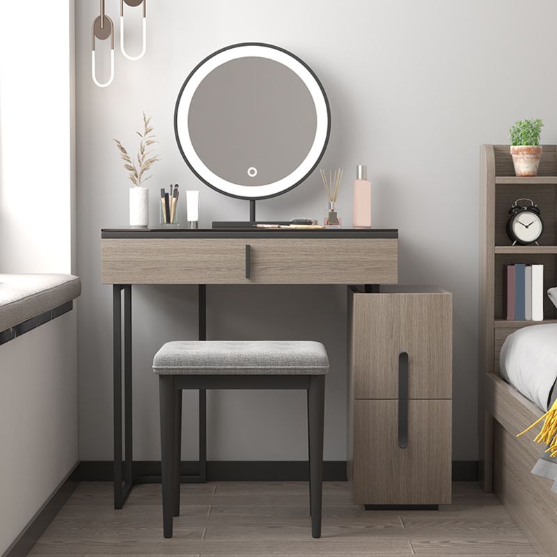 3-Drawer Glass Vanity Table with Stool Glam 26.4" W Dressing Table