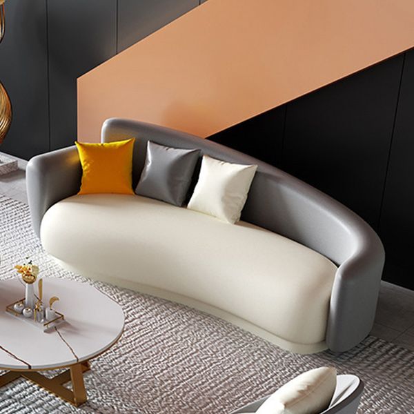 Gray Faux Leather Square Arm Sofa Contemporary Sofa for Living Room